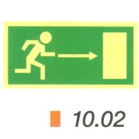 Menekülési út jobbra, után világítós tábla 10.02