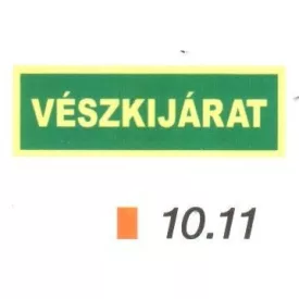 Vészkijárat, után világítós tábla 10.11