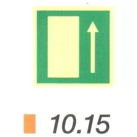 Vészkijárat fölfelé, után világítós tábla 10.15