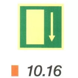 Vészkijárat lefelé, után világítós tábla 10.16