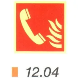   Tűzbejelentő telefon helyét jelölő után világítós tábla 12.04