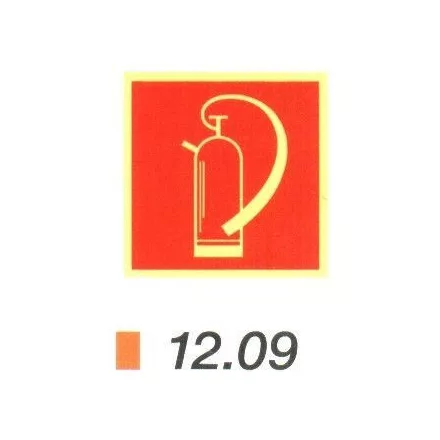 Tűzoltó készülék helyét jelölő után világítós tábla 12.09