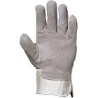 150, Szürke marhahasíték bőr rakodókesztyű tenyérbéléssel fehér vászon kézhát 150/2