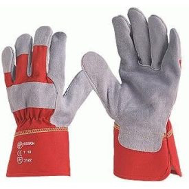   155, Kiváló szürke marhahasíték rakodókesztyű piros vászon, erős igénybevételre 155
