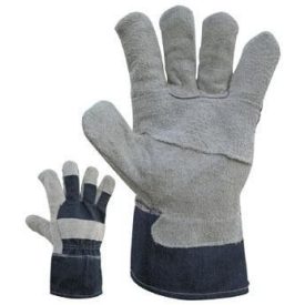   202, Szürke munkakesztyű marhahasíték tenyér, farmer kézhát 202-es Rakodókesztyű
