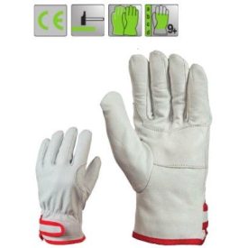   Puha, erős színborjúbőr tenyér és kézhát, dupla tenyérmegerősítés, tépőzár a csuklón