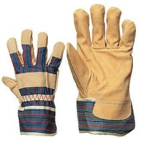   250 Színsertés bőr munkavédelmi kesztyű vászon kézháttal, rakodókesztyű