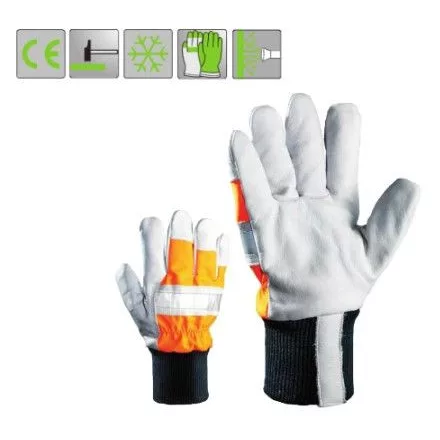 Yukon marhaszínbőr védőkesztyű béléssel és Hi-Viz fluo, Jólláthatósági