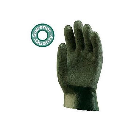 3718-20 MÁRTOTT POLIMER munkavédelmi KESZTYŰ, ZÖLD, VEGYSZERÁLLÓ, 27CM