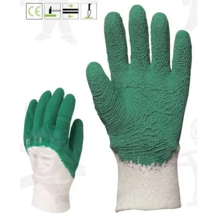 Zöld krepp latex vágásbiztos, csúszásgátló,  kesztyű 3803-05-ös***KIFUTÓ***