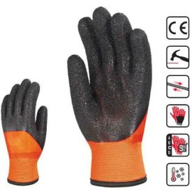   MÁRTOTT TÉLI FEKETE/NARANCS ÉRDES PVC MUNKAKESZTYŰ (3950)