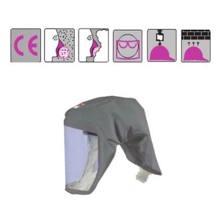 könnyű, vegyszerálló arcvédős csuklya, szürke S/M vagy M/L méret (HT-103 helyett)