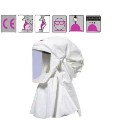 könnyű, vegyszerálló arc+vállvédős csuklya, fehér S/M vagy M/L méret