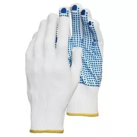   Kötött poliamid kesztyű, tenyéren kék pöttyökkel - női 4357