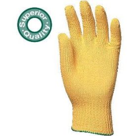   4600 KÖTÖTT VÉKONY SÁRGA KEVLAR munkavédelmi KESZTYŰ, VÁGÁSBIZTOS, HŐÁLLÓ