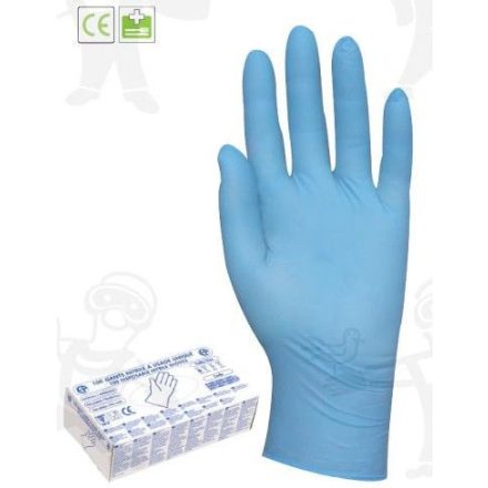 Vinyl kék színű kesztyű, lúgálló, púderozott, 100 db-os  5746-52-es