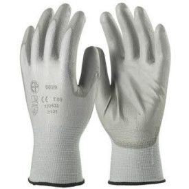   6026-31 SZÜRKE PRECÍZIÓS POLIÉSZTER munkavédelmi KESZTYŰ, PU MÁRTOTT TENYÉRREL