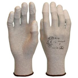   Ujjbegyeken PU-nál mártott szénszálas, poliamid precíziós ESD védőkesztyű