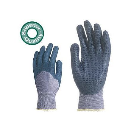 Poliamid kesztyű tenyerén lélegző poliuterán, nitril pöttyökkel 6247-50-es