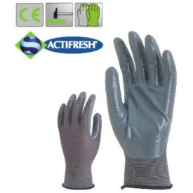  Poliamid szerelőkesztyű, fekete nitrillel mártva, Actifresh