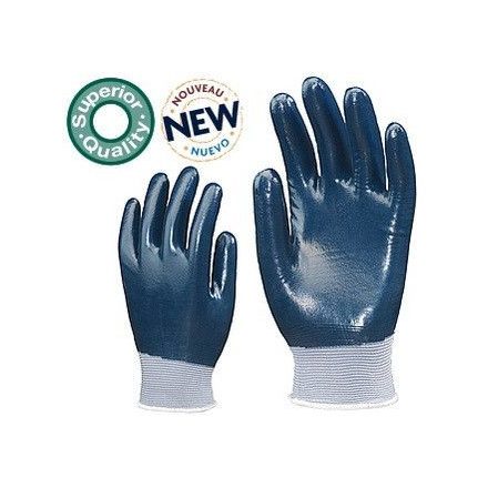 Poliamid szerelőkesztyű kék nitrillel mártva a tenyéren és kézháton is 6287-90 es