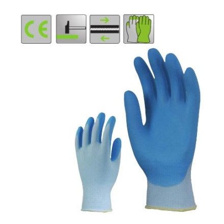 Poliamid élelmiszeripari kesztyű, mikro-habosított szellőző kék nitril tenyérrel