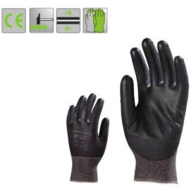 Poliamid szerelőkesztyű, fekete PU tenyérrel, szellőző