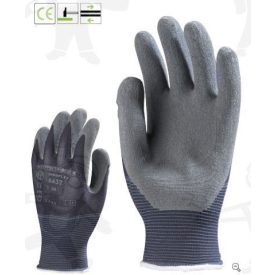   Poliamid szerelőkesztyű, érdesítetett szürke latex tenyérrel, csúszásbiztos 6437-40-es