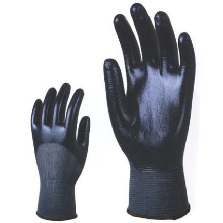 Poliamid szerelőkesztyű, kondenzált fekete latex tenyérrel, csúszásbiztos  6457-60