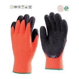   SZERELÖKESZTYŰ,NARANCS,TÉLI,ÉRDES FEKETE NITRIL 3/4 HÁT_8 (6618)