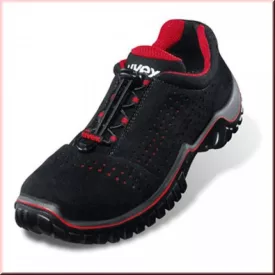   Uvex Motion (01 ESD) fekete szellőzőlyukas velúr cipő,  hydroflex energiaelnyelő sarok, kapli nélkül  U69978