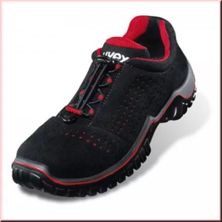 Uvex Motion (01 ESD) fekete szellőzőlyukas velúr cipő,  hydroflex energiaelnyelő sarok, kapli nélkül  U69978