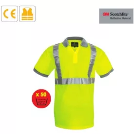   Wash Yard teniszpóló, x50 mosás, 140 g/m2 szellőző poliészter, szürke gallér és ujjvégek