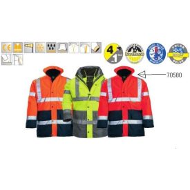 70580, FLUO PE 4/1 piros/fekete , Jólláthatósági