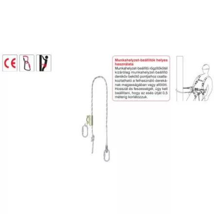 Top szett: 3 m munkahelyzet-beállító, körszövött kötél, hossz-szabályzó egység, 2 karabiner
