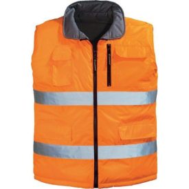   Kifordítható bélelt, mellény, vízhatlan belső, fv csíkok 7HWGO, Jólláthatósági, Sárga vagy narancssárga színben