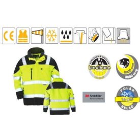   TELEPORT sárga/fekete Softshell kabát, extra lélegző és vízálló külső, puha thermo belső