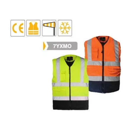 Yard Medium bélelt fluo Munkásmellény, (7YXMO) Jólláthatósági