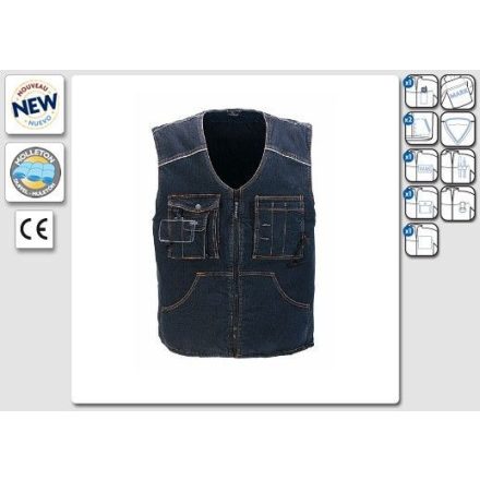 Bound Jeans Munkásmellény BOGJ , fényvisszaverő díszcsíkokkal **KIFUTÓ TERMÉK**