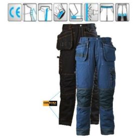   Deréknadrág kopásálló Cordura térd és boka, 11 zseb plusz 7 kivehető szerszámtartó zseb