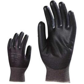   9079 Bélelt fekete poliamidra mártott nitril munkavédelmi kesztyű, tépőzáras csuklóval