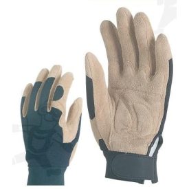   908-10 BŐR munkavédelmi KESZTYŰ, Sofőrkesztyű NATÚR SERTÉS VELÚR/FEKETE PES, TÉPŐZÁR