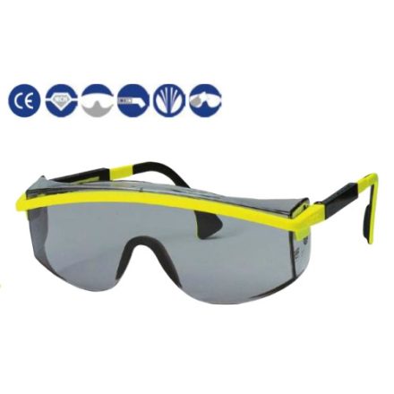 Uvex Védőszemüveg állítható sárga szár, karc és vegyszerálló szürke lencse (NC)