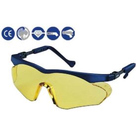  UVEX védőszemüveg állítható kék szár, karcmentes, oldalvédős sárga lencse (NC)