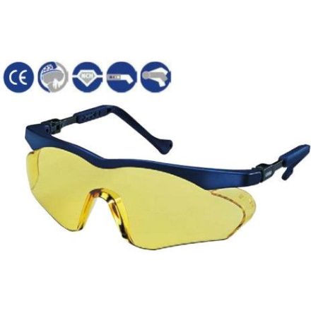 UVEX védőszemüveg állítható kék szár, karcmentes, oldalvédős sárga lencse (NC)