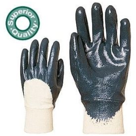   Pamutra mártott kék nitril szellőző hátú munkavédelmi kesztyű,