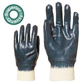   Pamutra csuklóig teljesen mártott kék nitril munkavédelmi kesztyű,