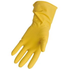   A800 Portwest sárga Háztartási latex munkavédelmi kesztyű, Textúrált mintázat, pamut belső