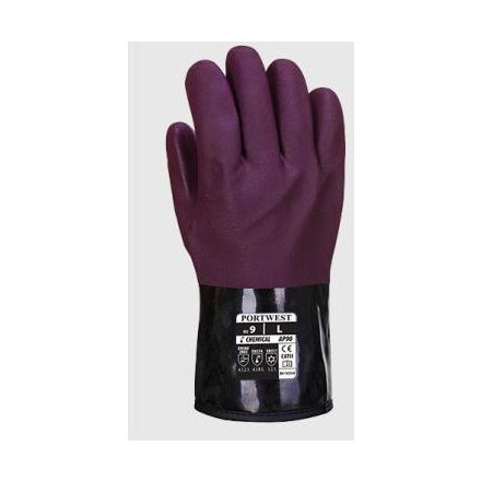 AP90 Portwest Chemtherm munkavédelmi kesztyű, Vegyszerálló, Polár béléssel és dupla tenyér bevonattal