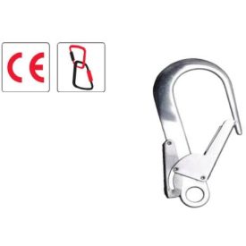   Karabiner, rugós acélzáras, 24 mm nyílású, acél, vezetőgyűrű, pörgetőszem